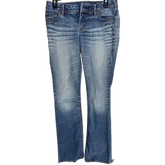 Silver Jeans Women Size 27 Blue Aiko Bootcut Fade Look RIP HEM MISSING BUTTON - Picture 1 of 9